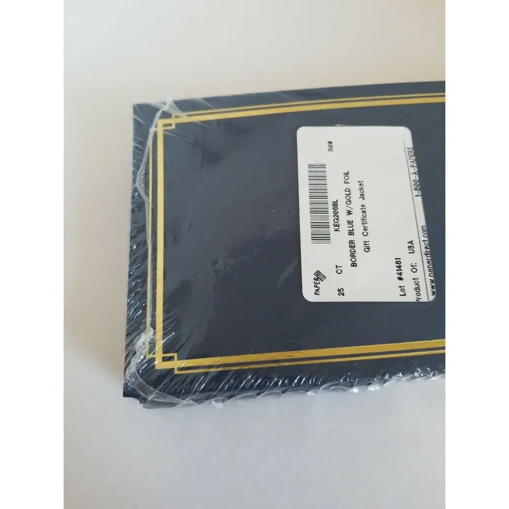 Gift Certificate Jacket Navy With Gold Foil Border Qty 25-Paperdirect KEG206BL
